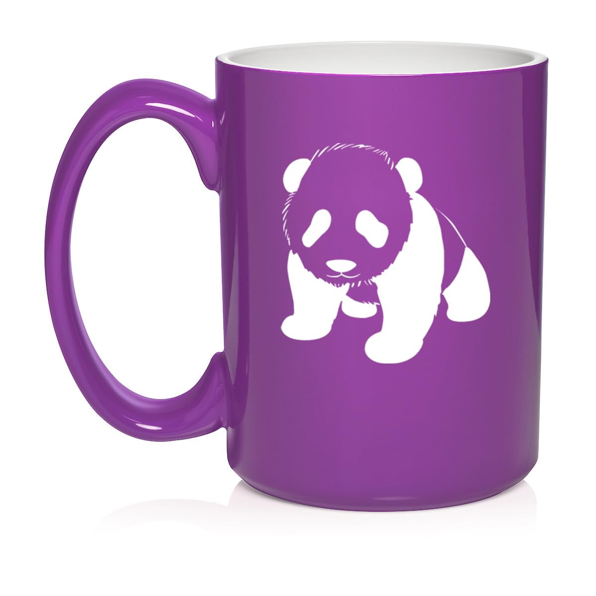 Baby Panda Ceramic Coffee Mug Tea Cup Gift for Her, Him, Friend, Coworker, Wife, Husband, Animal Lover (15oz Purple)