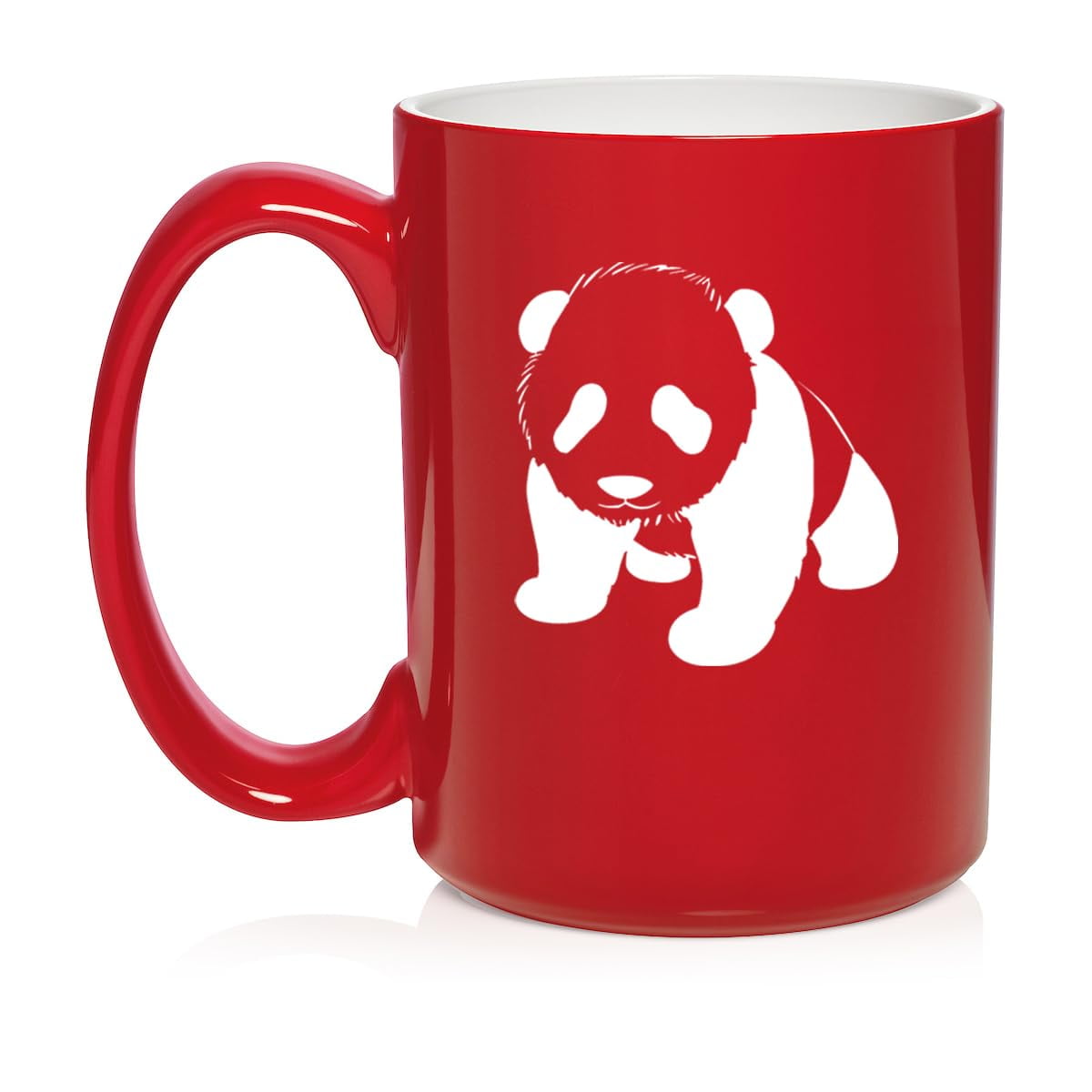 Baby Panda Ceramic Coffee Mug Tea Cup Gift for Her, Him, Friend, Coworker, Wife, Husband, Animal Lover (15oz Red)