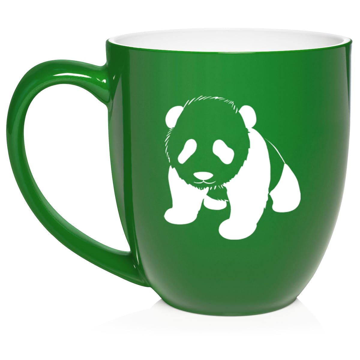 Baby Panda Ceramic Coffee Mug Tea Cup Gift for Her, Him, Friend, Coworker, Wife, Husband, Animal Lover (16oz Green)