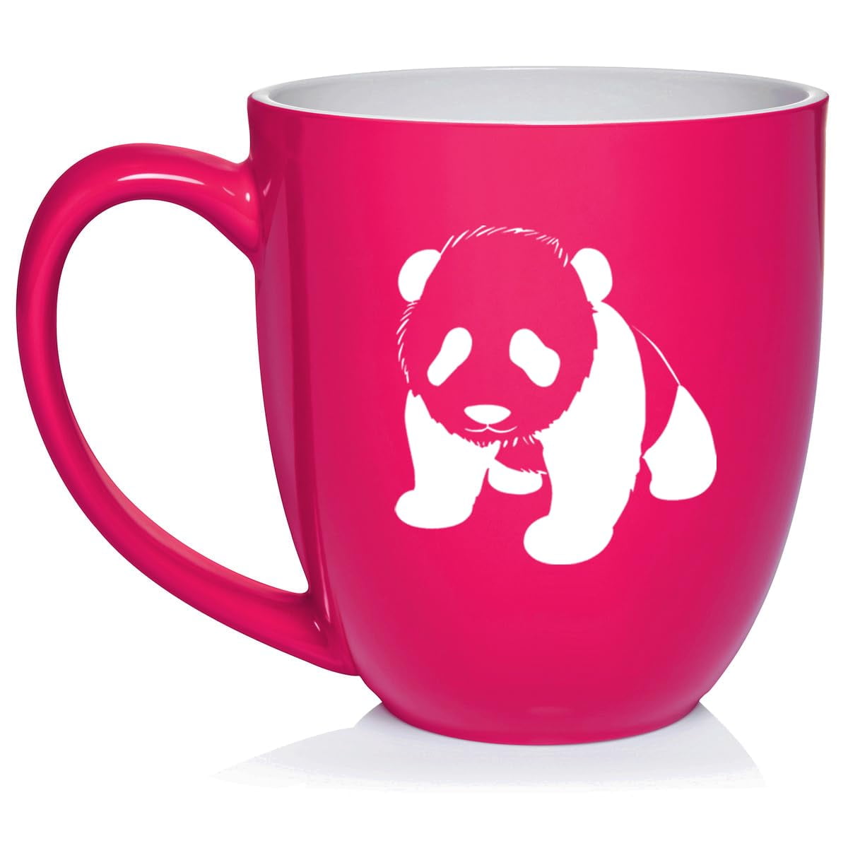 Baby Panda Ceramic Coffee Mug Tea Cup Gift for Her, Him, Friend, Coworker, Wife, Husband, Animal Lover (16oz Hot Pink)