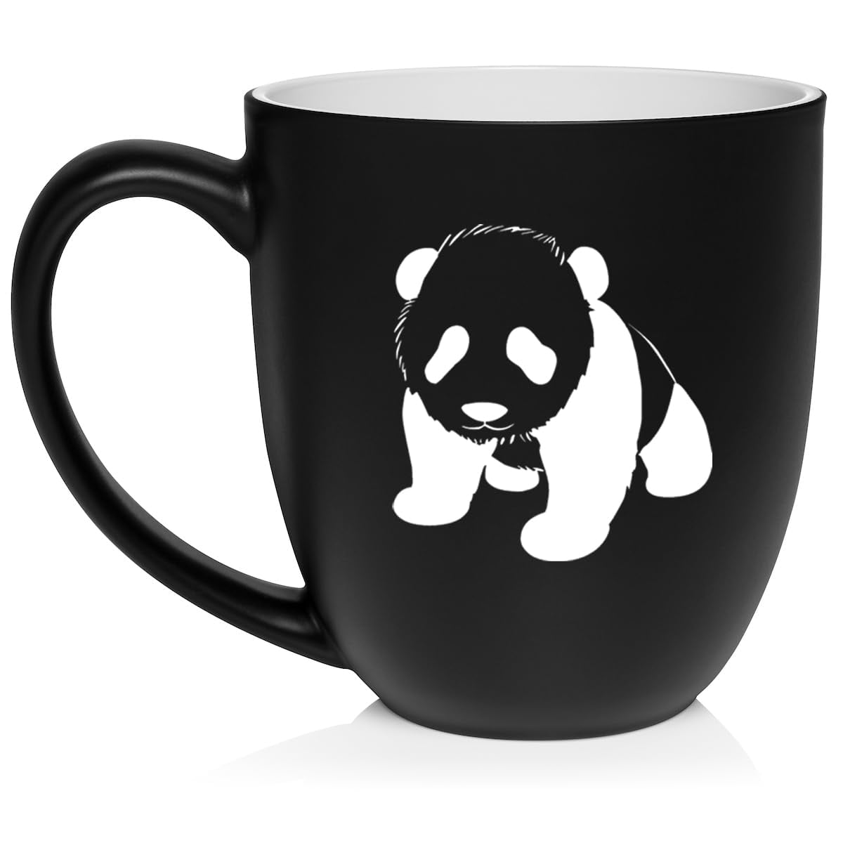 Baby Panda Ceramic Coffee Mug Tea Cup Gift for Her, Him, Friend, Coworker, Wife, Husband, Animal Lover (16oz Matte Black)
