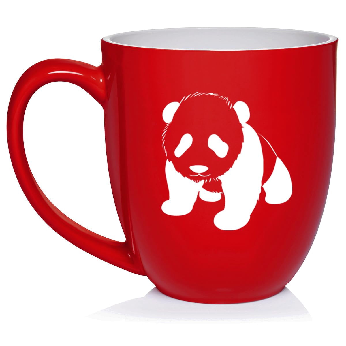 Baby Panda Ceramic Coffee Mug Tea Cup Gift for Her, Him, Friend, Coworker, Wife, Husband, Animal Lover (16oz Red)