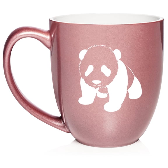 Baby Panda Ceramic Coffee Mug Tea Cup Gift for Her, Him, Friend, Coworker, Wife, Husband, Animal Lover (16oz Rose Gold)