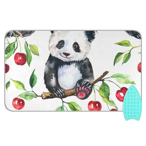 Baby Panda Cherry Ironing Board Covers Heat Resistant Ironing Pad Mat Portable for Travel Washer Dryer Table