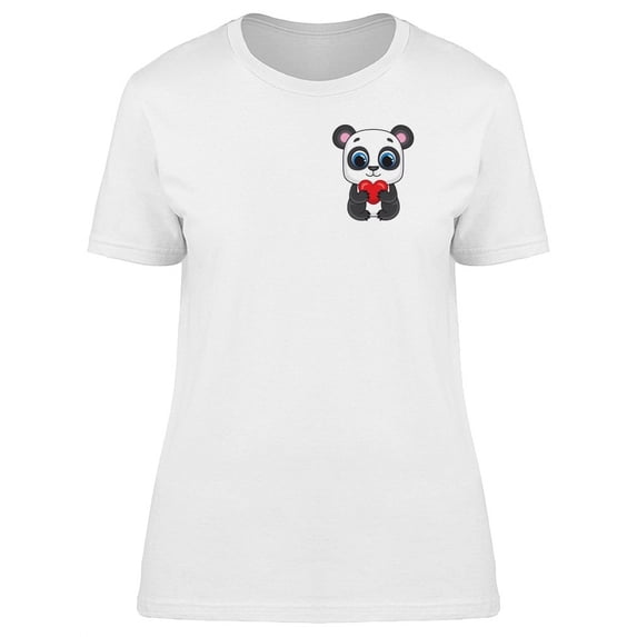 Baby Panda Holding Tiny Heart T-Shirt Women -Image by Shutterstock, Female Medium