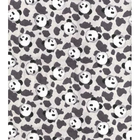 Baby Pandas on Gray Nursery Flannel Fabric
