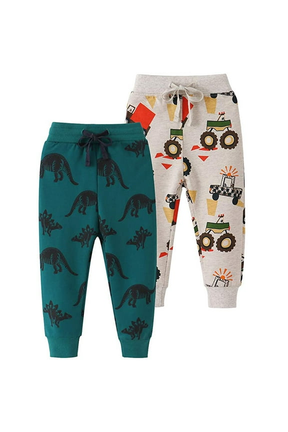 Baby Pants Boy'S Car Animal Dinosaur Printing Drawstring Elastic Sweat Jogger Trousers A 18 Months-24 Months