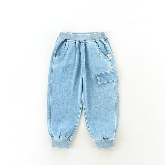 Baby Pants Boys Girls Solid Color Thick Warm Sweatpants with Pockets Kid Fashion Jogger Active Trousers Spring Soft Athletic Joggers,Z4-BU1,3-4 Years