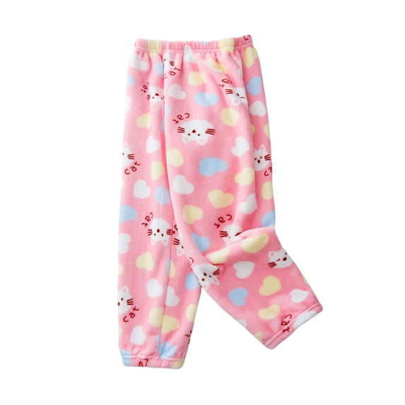 Baby Pants Children'S Winter Cartoon Animal Printed Homewear Warm Trousers Little Girls Trousers Clothes Watermelon Red 4 Years-5 Years