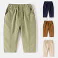 thumbnail image 1 of Baby Pants Children Solid Color Casual Long Pants Fashion Elastic Waist Coffee 18-24 Months, 1 of 5