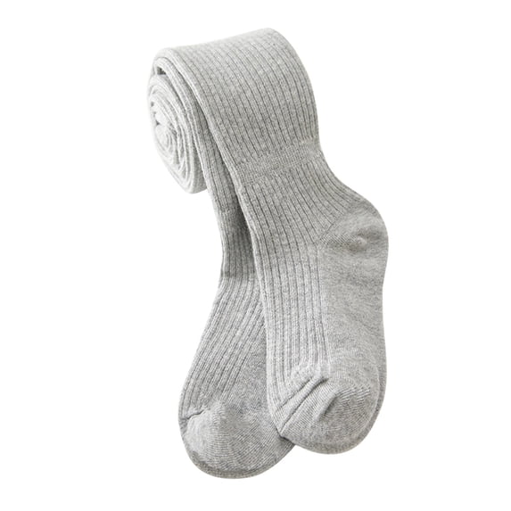 Baby Pants Kids Cotton Leggings Knitted Stretchy Basic Full Length Pantyhose Stockings For Girls Grey 4 Years-6 Years