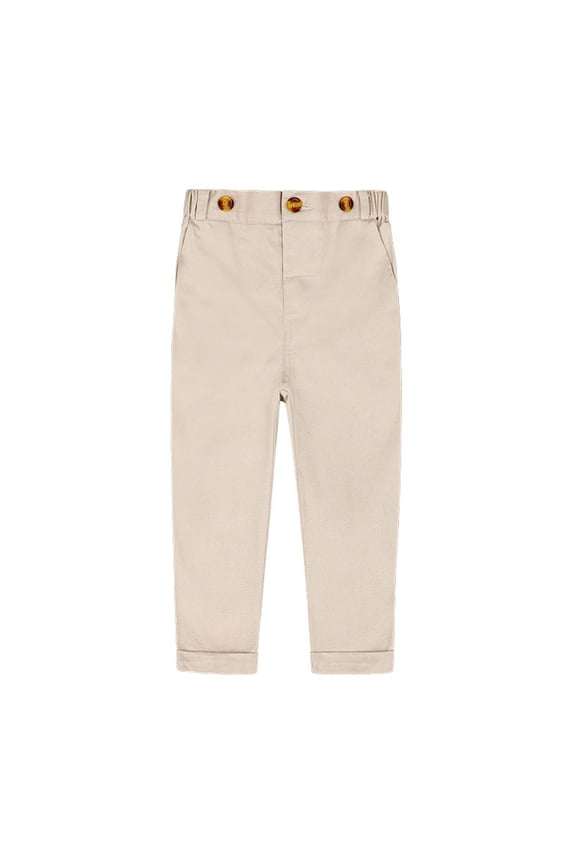 Baby Pants Toddler Kids Big Boy Fashion Cute Solid Color Stripe Casual School Uniform Suit Pants Trousers New Full Length Pants Khaki 2-3T