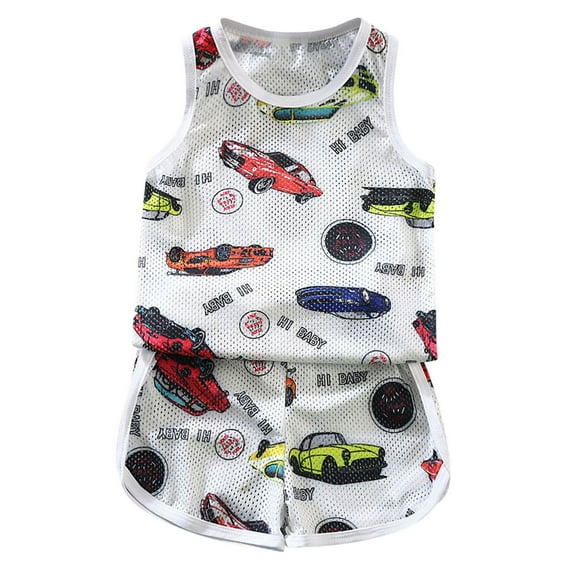 Baby Pants Toddler Kids Baby Boys Girls Sleeveless Cartoon Dinosaur Floral Vest T Shirt Tops Shorts 2Pcs Set Summer Tracksuit Sleepwear Outfits Toddler Suspenders Outfit