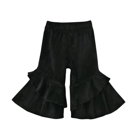Baby Pants Winter Fashion Solid Color Warm Flared Long Denim Pants Girls Trousers Black 2 Years-3 Years
