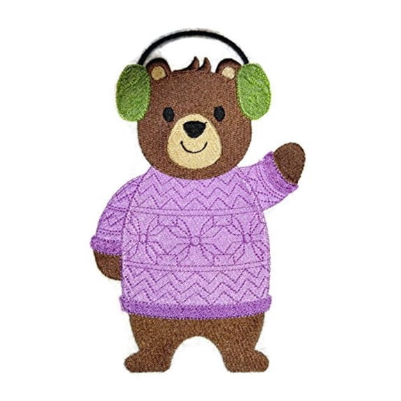 Baby Patchwork Pals - Bear Embroidered Iron on/Sew patch [4.32" X 6.85"]