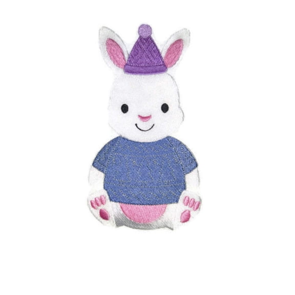 Baby Patchwork Pals - Bunny Embroidered Iron on/Sew patch [4.53" X 6.85"]