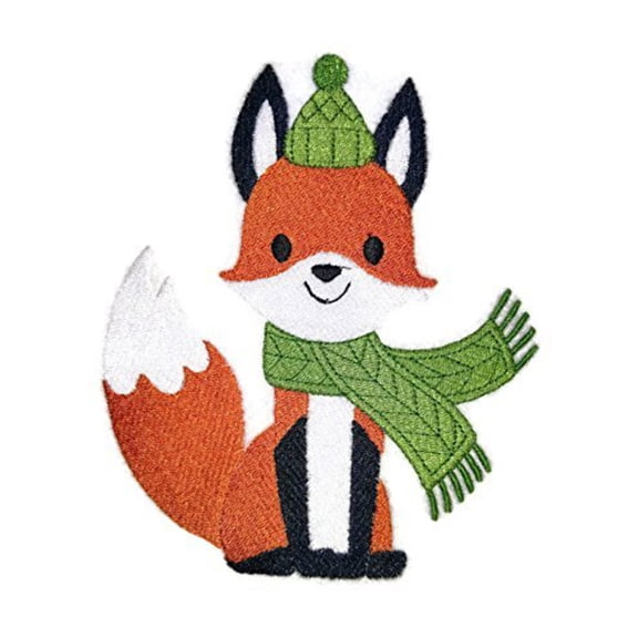 Baby Patchwork Pals - Fox Embroidered Iron on/Sew Patch [4.85" X 5.85"]