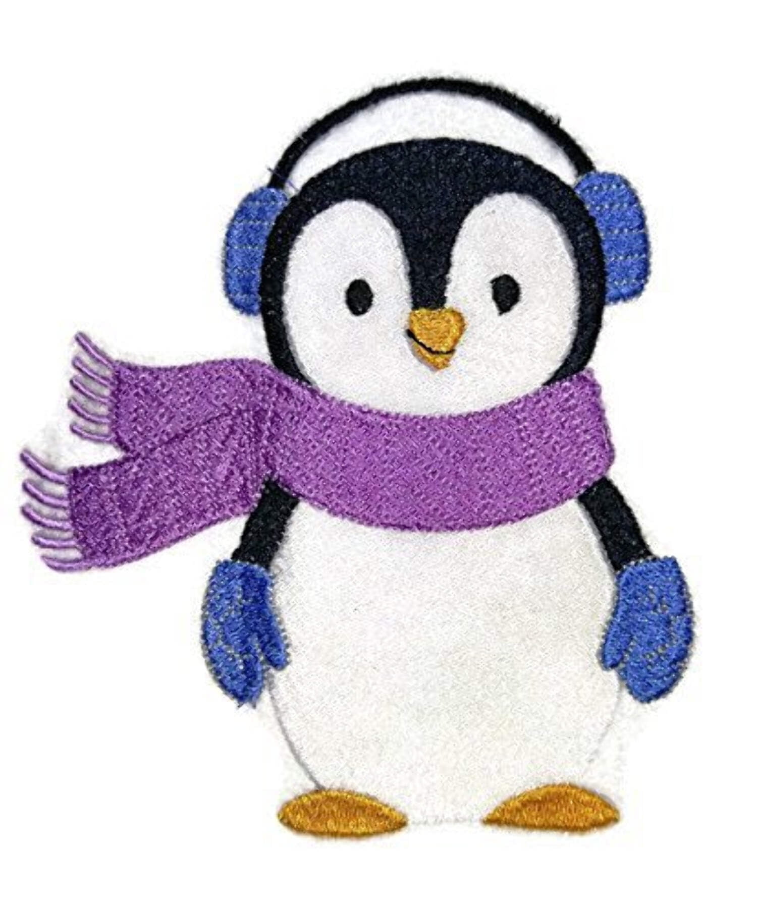 Baby Patchwork Pals - Penguin Embroidered Iron on/Sew patch [5.4" X 4.86"]
