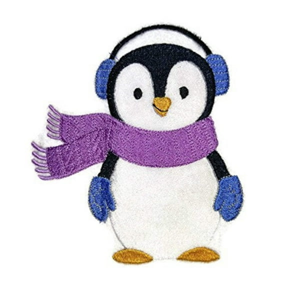 Baby Patchwork Pals - Penguin Embroidered Iron on/Sew patch [5.4" X 4.86"]