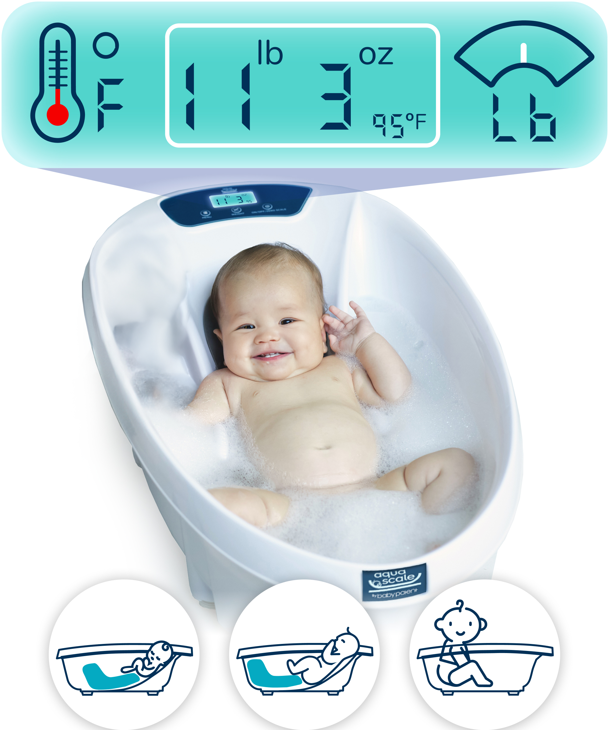 Baby Patent Aqua Scale 3-in-1 Digital Scale Water Thermometer and Infant Tub - image 1 of 7