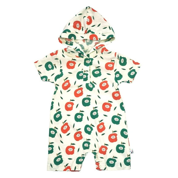 Baby Pattern Short Sleeve Hoodie Romper