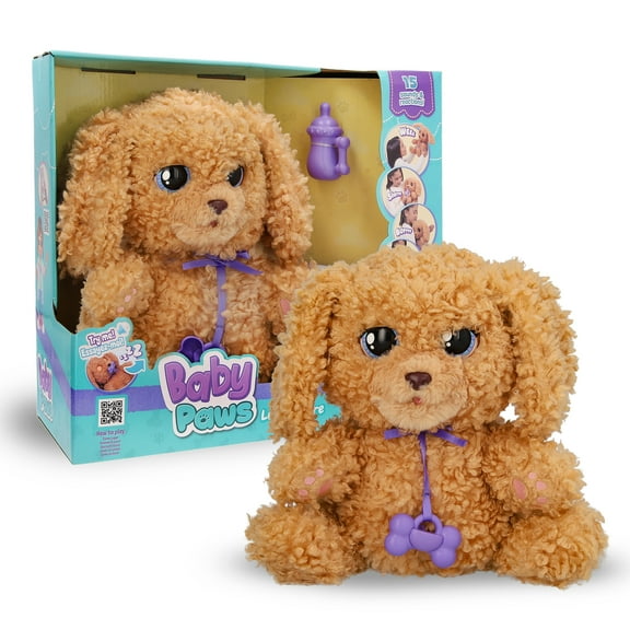 Baby Paws - Interactive Labradoodle Plush Toy Puppy & Backpack Carrier, with 15+ Sounds & Reactions, Gifts for Kids, Ages 18M+
