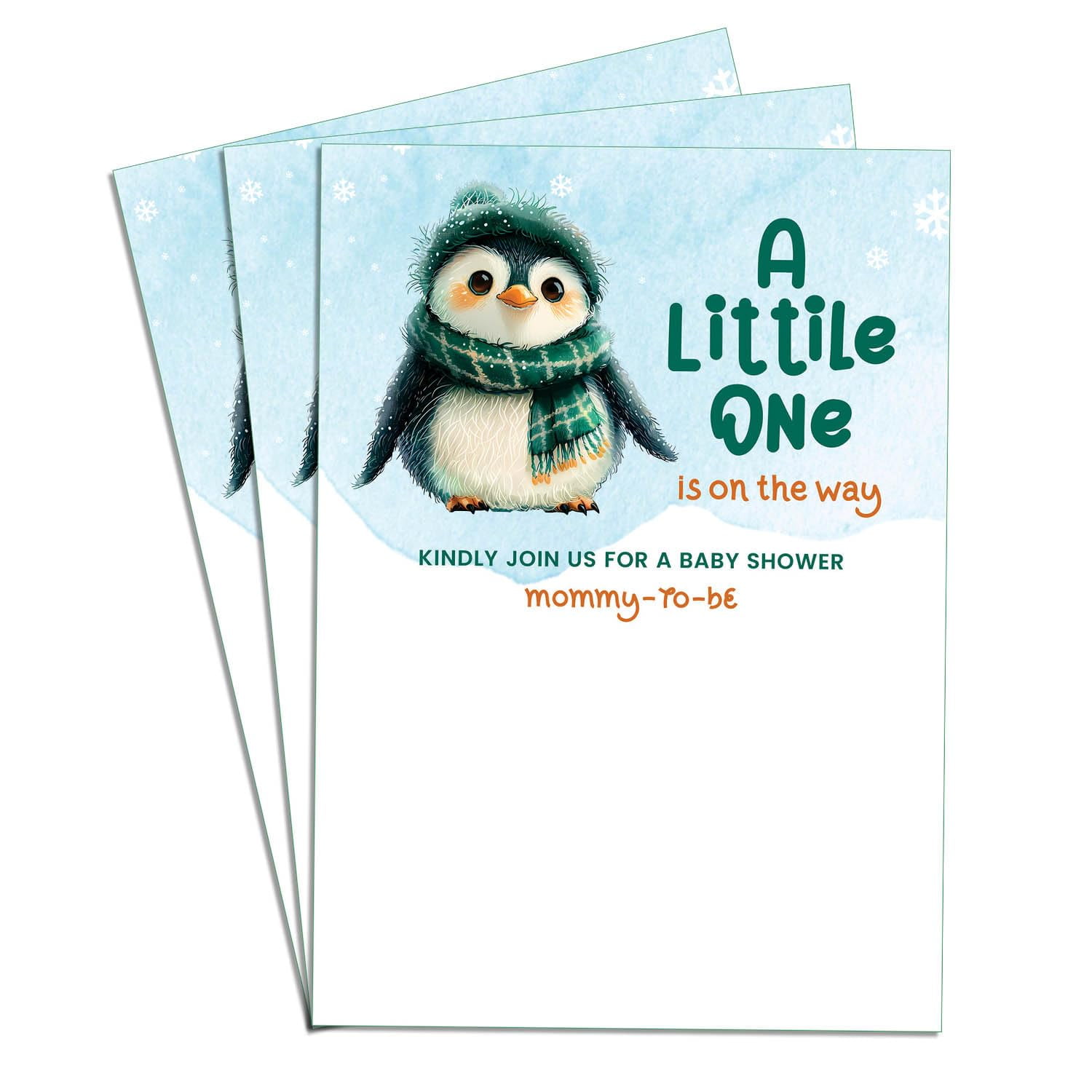 Baby Penguin A Little One Elegant Baby Shower Invitations 40-Pack ...