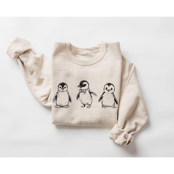 Baby Penguins Sweatshirt, Penguin Sweater, Animal Lover, Vintage Style Animal Crewneck535 Tshirt All Size S-5XL