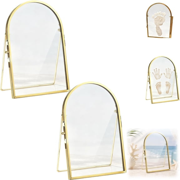 Baby&Pet Keepsake Frame, DIY Baby Handprint Footprint&Pet Paw Print Holder, Double Sided Glass Keepsake Frame