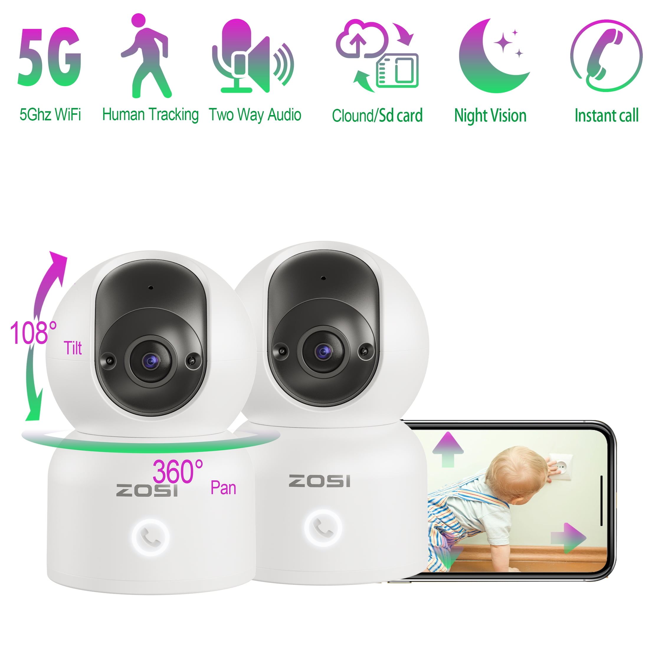 ZOSI 3MP WiFi Security Camera with 360°View Auto Zambia Ubuy