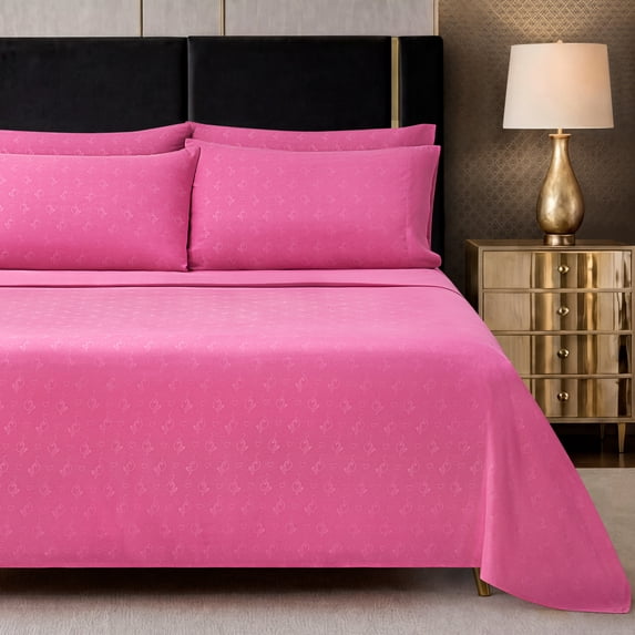 Baby Phat Embossed Microfiber Sheet Sets With Extra Pillowcases, 4-Piece Twin, Pink