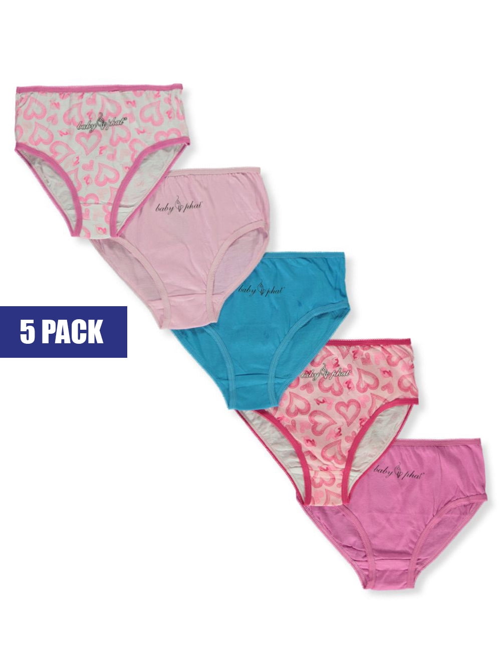 Baby Phat Girls' 5-Pack Briefs - pink/multi, 8 - 10 (Big Girls