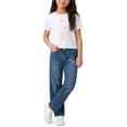 thumbnail image 1 of Baby Phat Girls Denim Set - 2 Piece Soft Crewneck Girls Shirts and Wide Leg Denim Jeans Set (4-12), 1 of 7