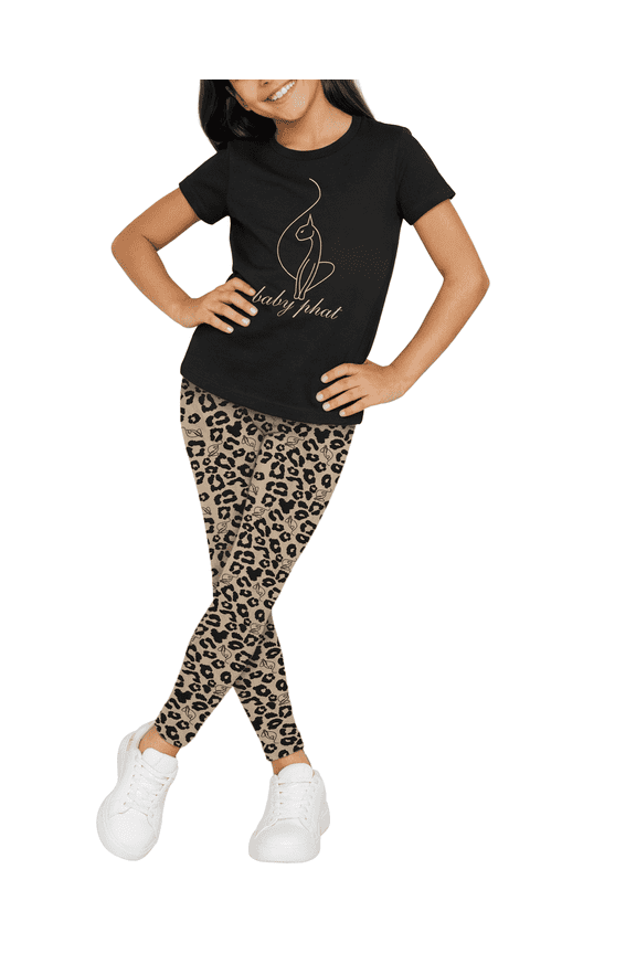 Girls Leggings Set - Lightweight Short Sleeve Graphic Tee and Leggings for Girls 2 Piece