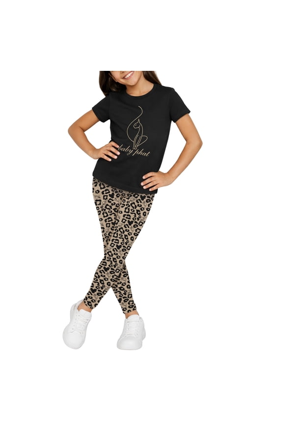Girls Leggings Set - Lightweight Short Sleeve Graphic Tee and Leggings for Girls 2 Piece