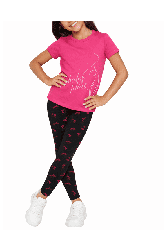 Girls Leggings Set - 2 Piece Cute Short Sleeve Graphic Tees and Leggings for Girls (7-16)