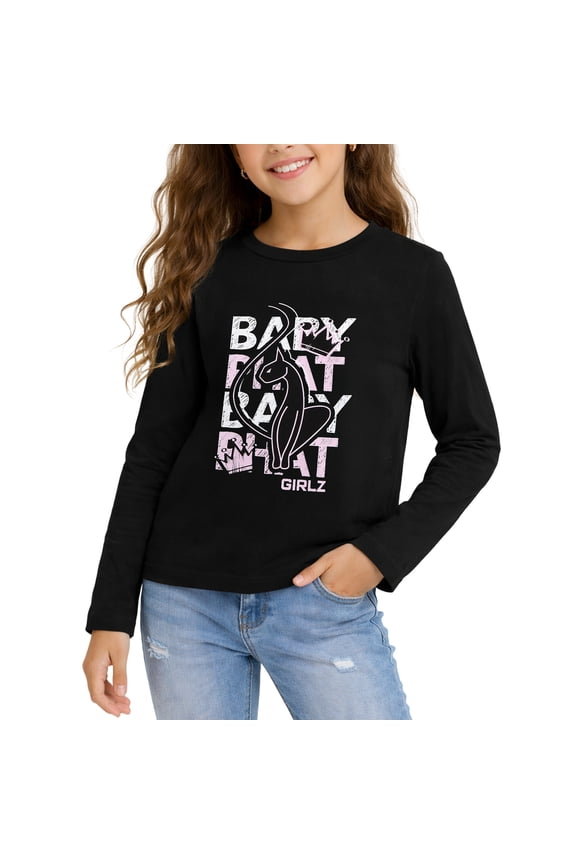 Girls Long Sleeve Shirts Soft & Cozy Pullover Graphic Tee Long Sleeve Shirts for Girls