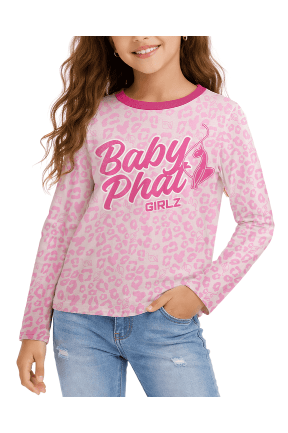 Girls Long Sleeve Shirts – Crewneck Pullover Graphic Tee, Long Sleeve Shirts for Girls