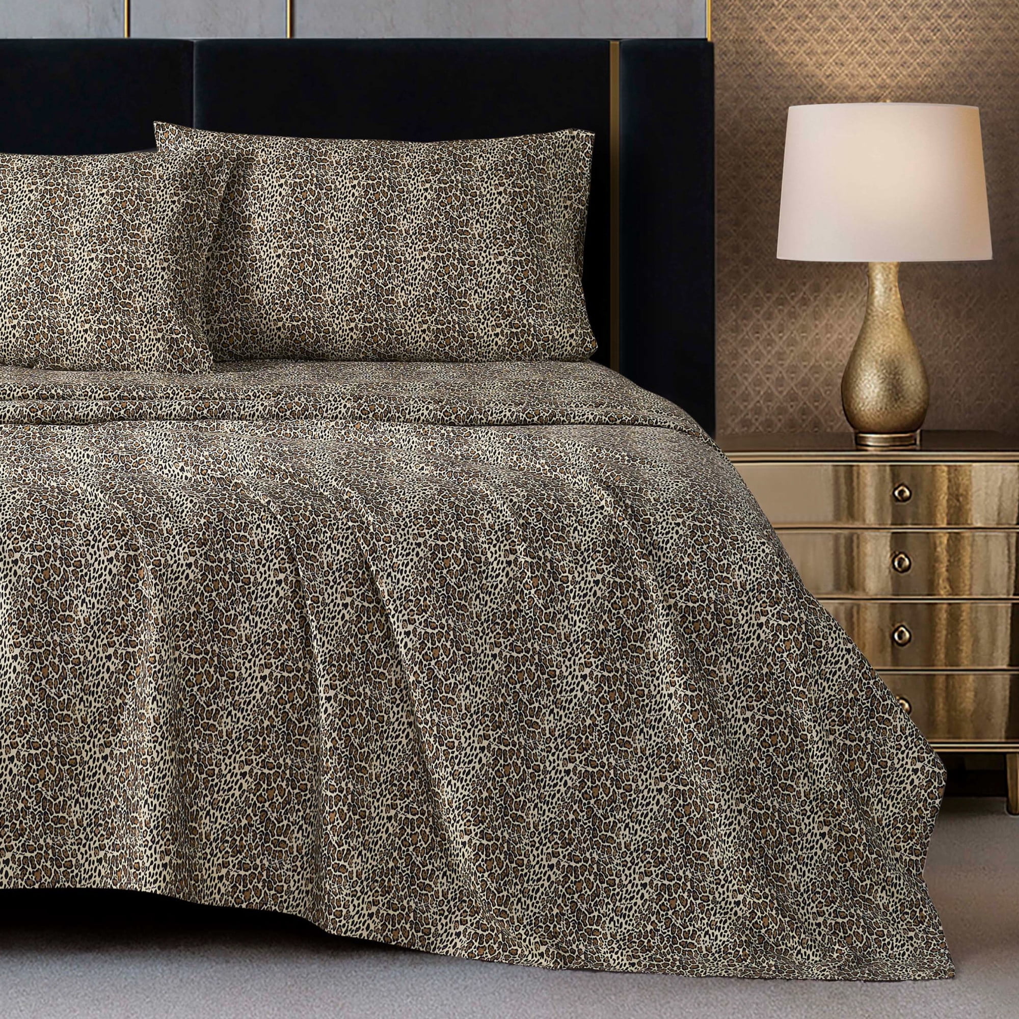 Baby Phat Printed Microfiber Sheet Sets, 4-Piece Queen, Brown