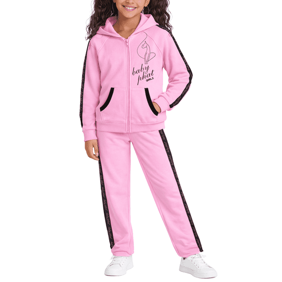 Baby Phat Girls Sweatsuit Set Soft Fleece Zip up Girls Hoodie Sweatshirt & Jogger Sweatpants 2 Piece