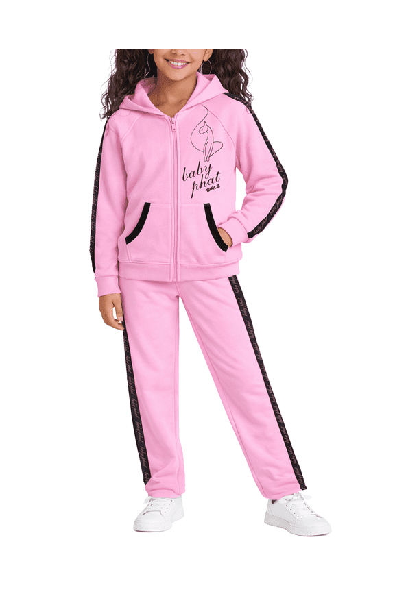 Girls Sweatsuit Set Soft Fleece Zip up Girls Hoodie Sweatshirt & Jogger Sweatpants 2 Piece