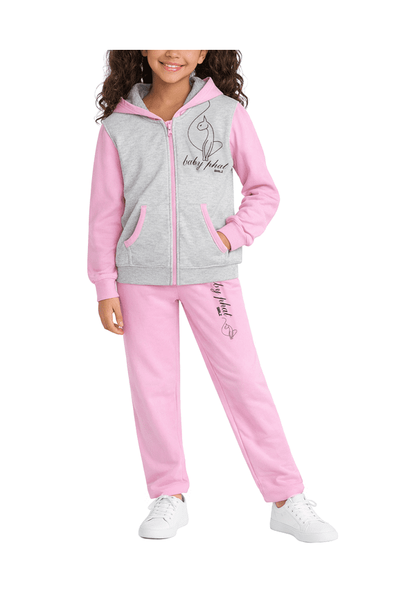 Girls Sweatsuit Set - 2 Piece Soft Fleece Zip Up Hoodie Sweatshirt & Girls Sweat Pants