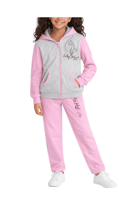 Girls Sweatsuit Set - 2 Piece Soft Fleece Zip Up Hoodie Sweatshirt & Girls Sweat Pants