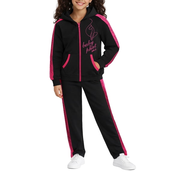 Baby Phat Girls Sweatsuit Set Soft Fleece Zip up Girls Hoodie Sweatshirt & Jogger Sweatpants 2 Piece
