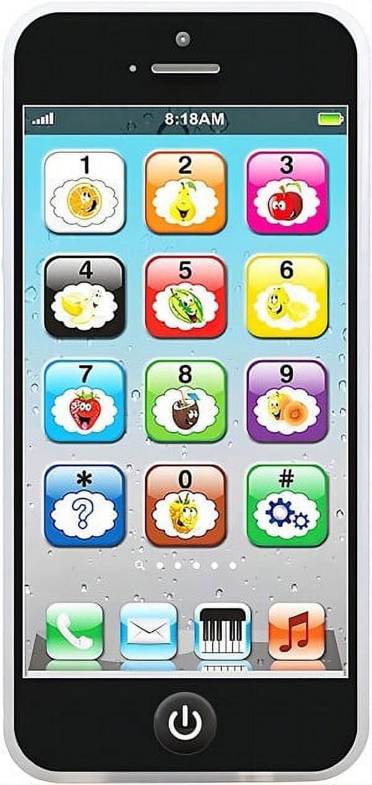Baby Phone Toy - Musical, Interactive and Educational Cell Phone Toddler Toys with 12 Smart Light Up Buttons - Learning Phones for Kids 6+ Months - Black