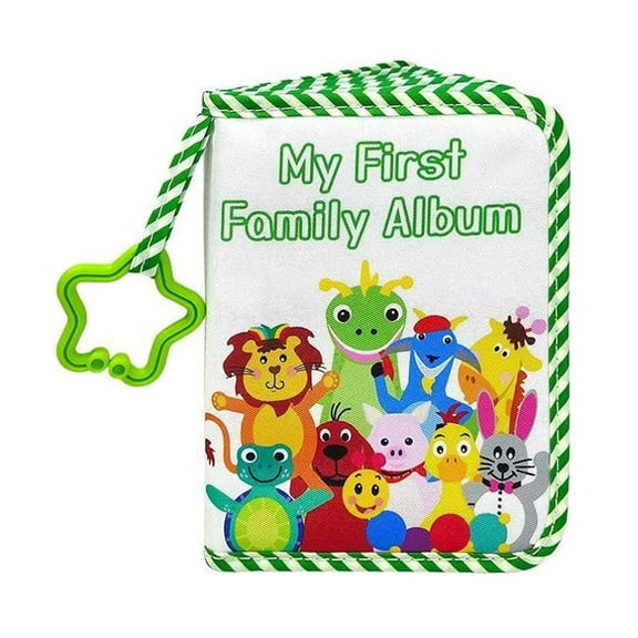 Baby Photo Book Green - Photo Album for Baby Animal Pattern Family Photo Album with Star Hook Holds 17 Photos Soft Cloth Cover Keepsake Record Book for Kids（1X Baby Photo Book)