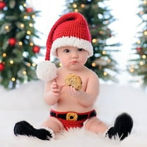 Baby Photography Props Christmas Cap Newborn Crochet Santa Claus Outfits Baby First Christmas Photo Props