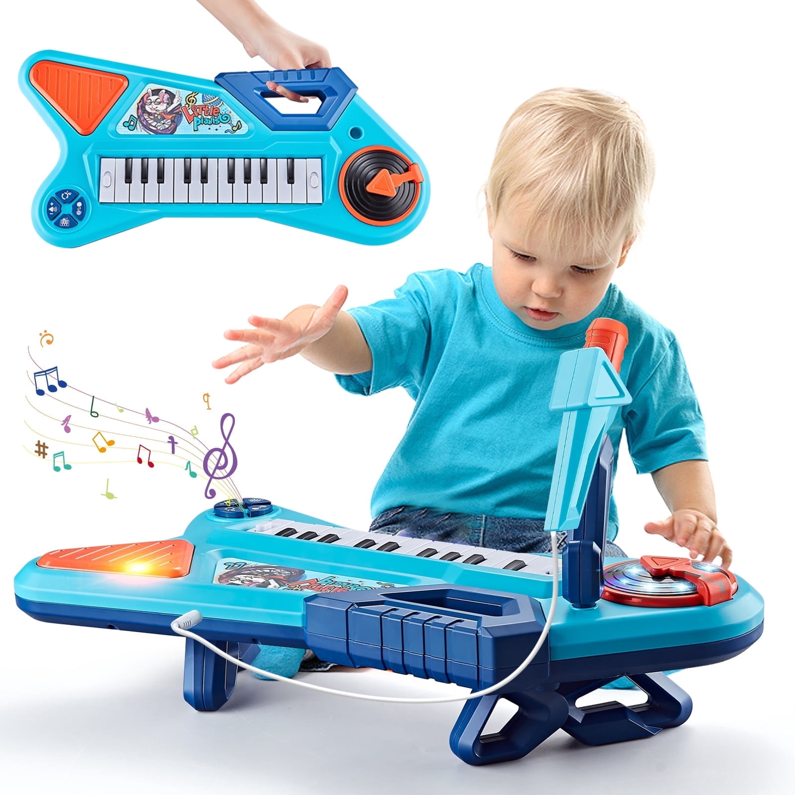 Baby Piano Toy for 1 2 3 Years Old,Toddler Musical Keyboard with Microphone,Kids Drum Play Instrument for 12-18 Months Boys Girls,Beginners Development Gift Music Toy