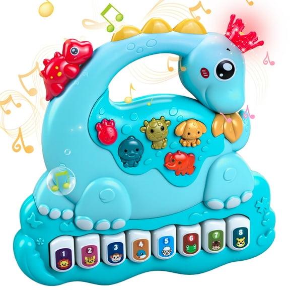 Baby Piano Toy 6 to 12 Months Infant Toys Dinosaur Light Up Music Baby Toys with Animal Sounds Early Learning Educational Piano Keyboard for 1 Year Old Boys Girls Gift