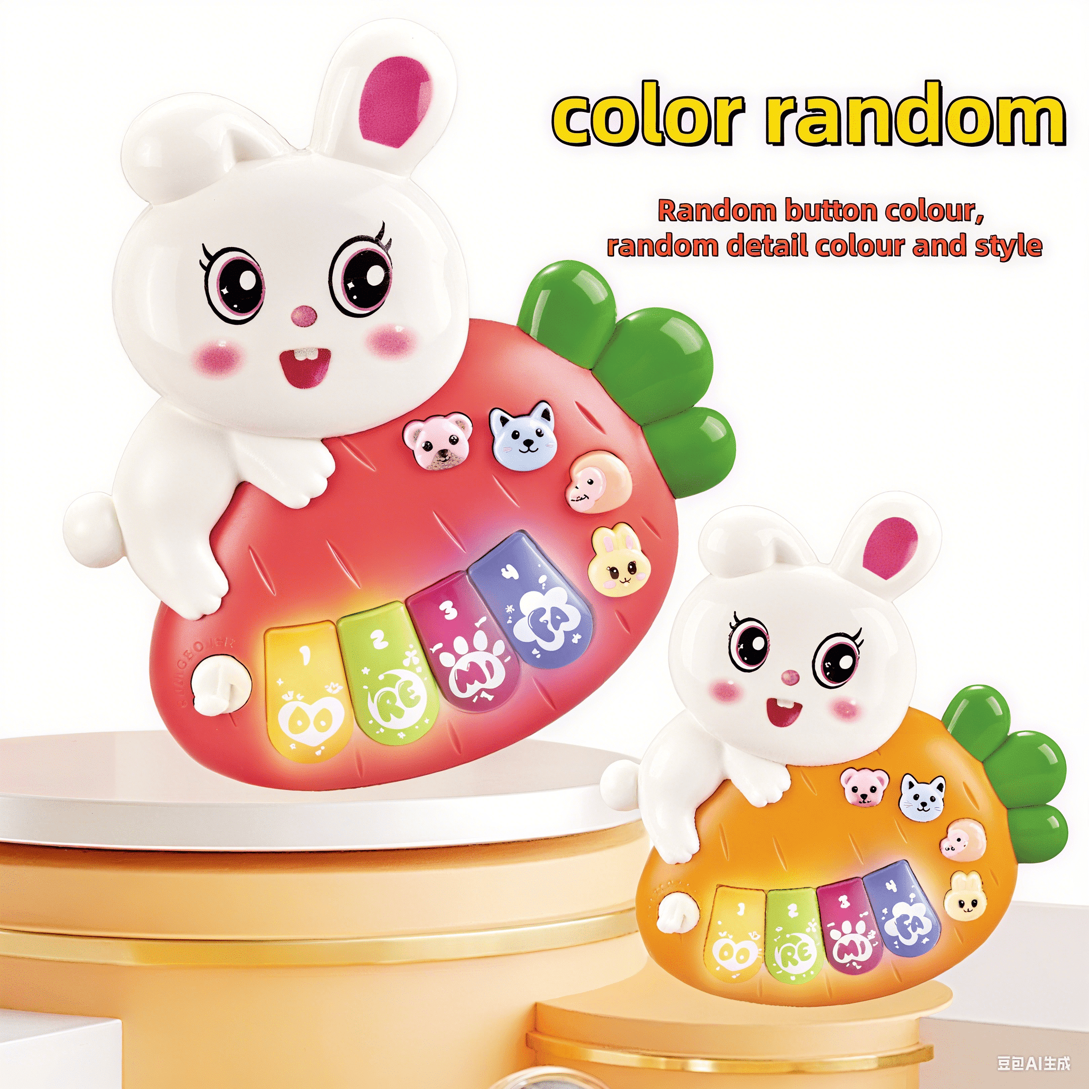 Baby Piano Toy Electronic Keyboard with Animals Sounds, Musical Toys for Babies 12M+(Rabbit)